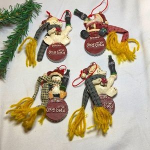 🎄1999 Coca Cola Bottle cap Scarf Ornaments Set of 4